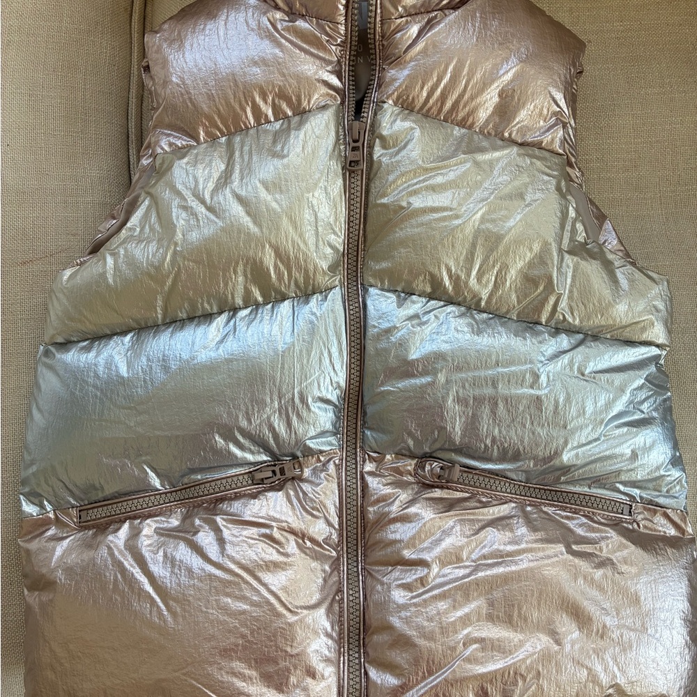 Zara Metallic Rose Gold Silver Puffer Vest kids